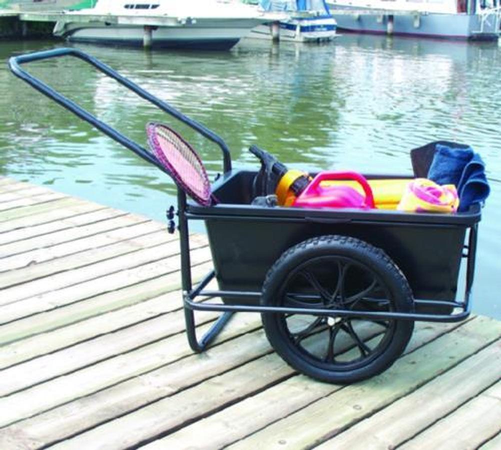 Powder Coated Steel Frame iCart Dock Cart with Removable Poly Bucket and Solid Tires