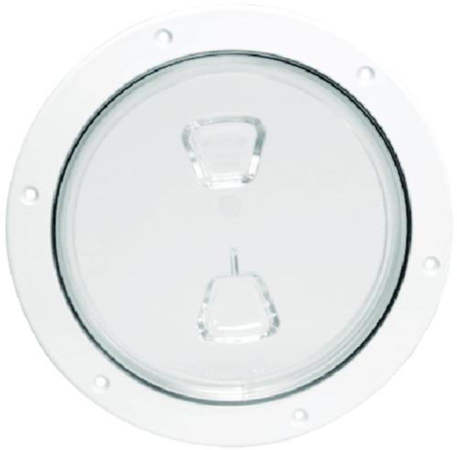 Screw-Out Deck Plate - 4in.ID - 6-1/8in.OD - 4-1/2in.Hole - Non-Skid Center - Black