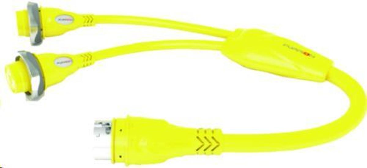 Female to Male Shore Power Adapter - 30A Female to 50A Male - Yellow