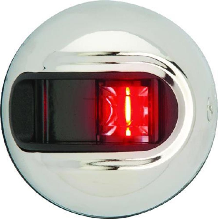 LightArmor LED Vertical Surface Mount Side Light - Port Side - Round Stainless Steel with Red Lens