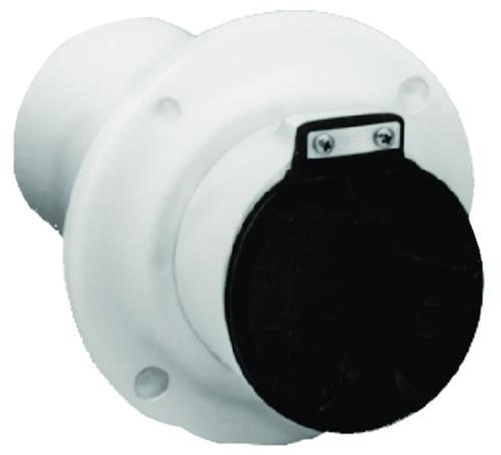 2in. Exhaust Thru-Hull Fitting with Flapper - 2in. x 4 1/2in. - White