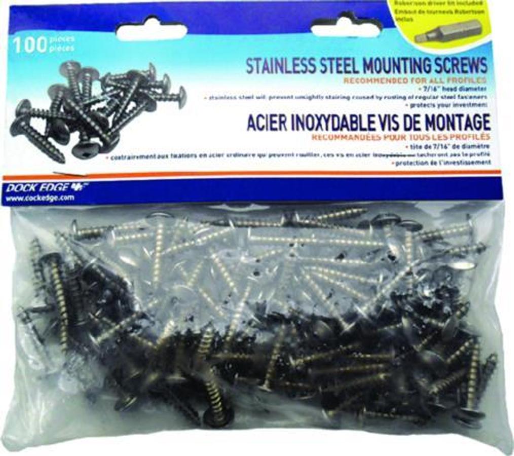 Stainless Steel Mounting Screws and Robertson Driver Bit - Pack of 100