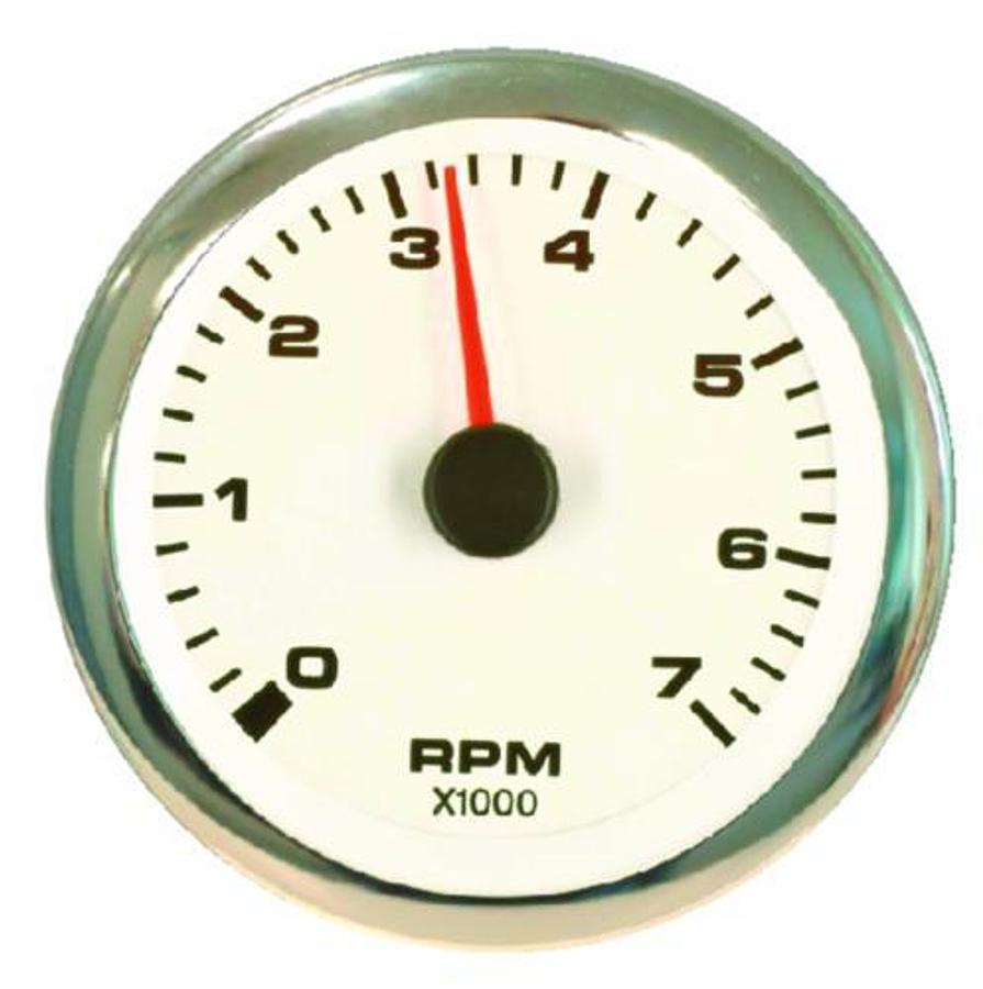 Premier Pro White 3in. Domed Tachometer - 0-7000 RPM - Outboard and 4-Stroke Gas