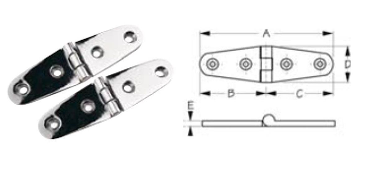 Chrome Brass Strap Hinge - #8FH Fastener - 2pk.