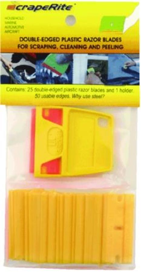Yellow Plastic Razor Blades - 25/Pack