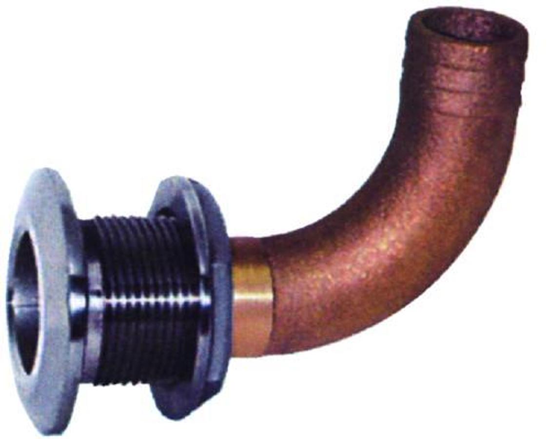 Stainless/Bronze 90 Deg. Thru-Hull - 3/4in. Hose - 1.90in. Flange