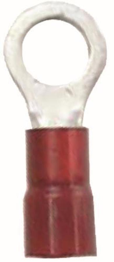 Nylon Insulated Ring Terminals - 22-18 Wire Range - #8 - Red - 100pk
