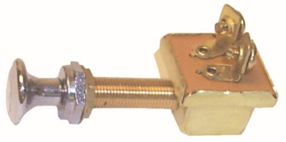 SPST Off/On Weather Resistant Push-Pull Switches - Chrome/Brass