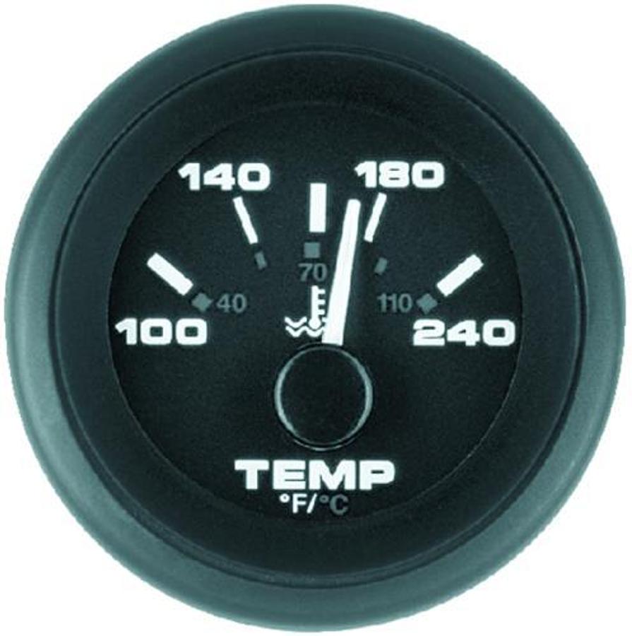 Premier Pro Black 2in. Domed Sterndrive/Inboard Water Temperature Gauge - 120-240 F
