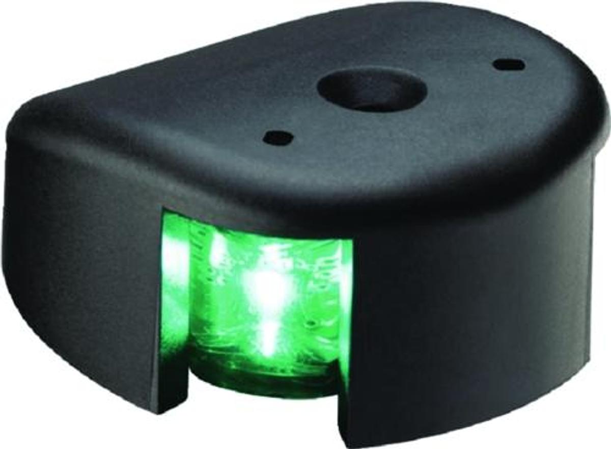 Series 28 LED Deck Mount Navigation Side Light Green Starboard Side - Black