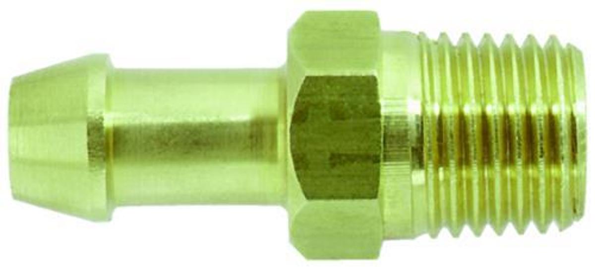 Brass Universal Fuel Male Connector for 3/8in./5/16in. Hose - 1/4in. NPT Thread