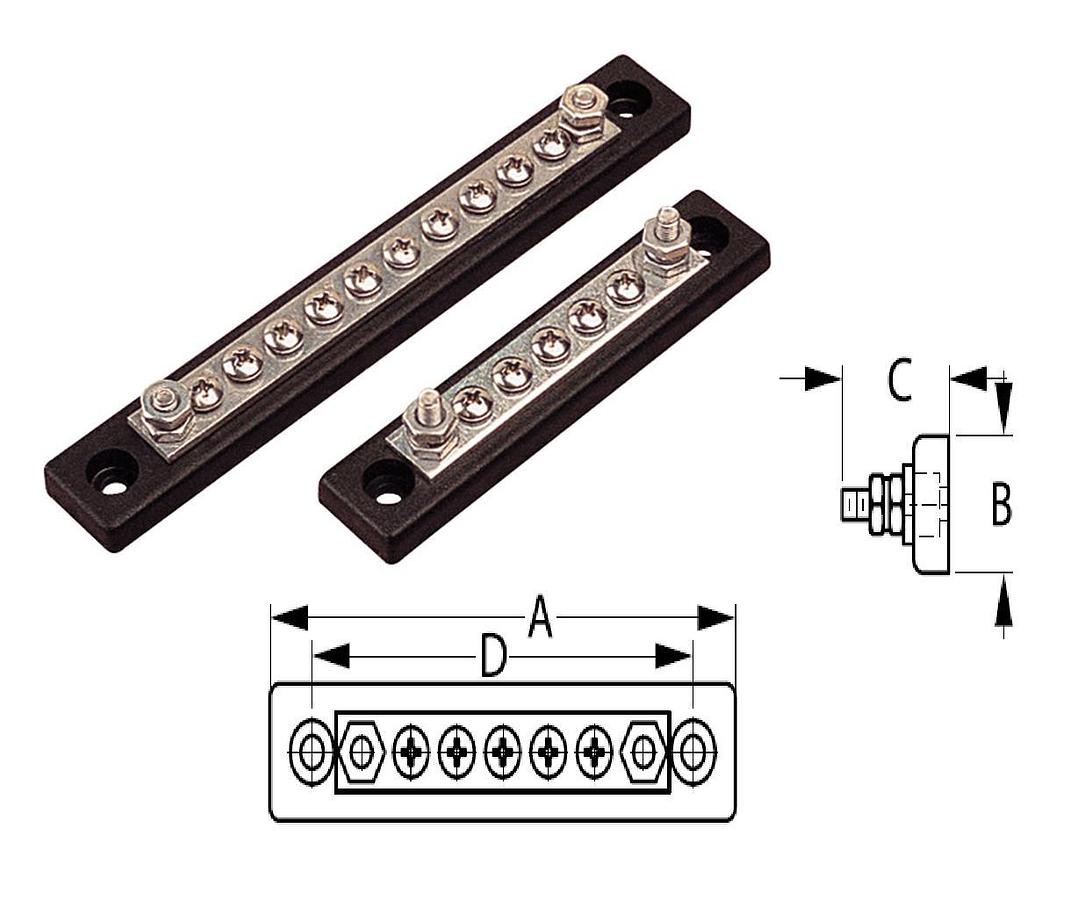 Buss Bar Screw Terminal - 5 Screw Terminal