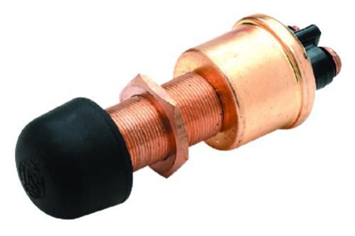 2-Position Off/(On) Push Button Switch w/ Brass Body