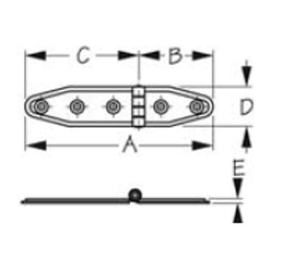 Stamped 304 Stainless Steel Strap Hinges - #8FH Fastener - 2pk.