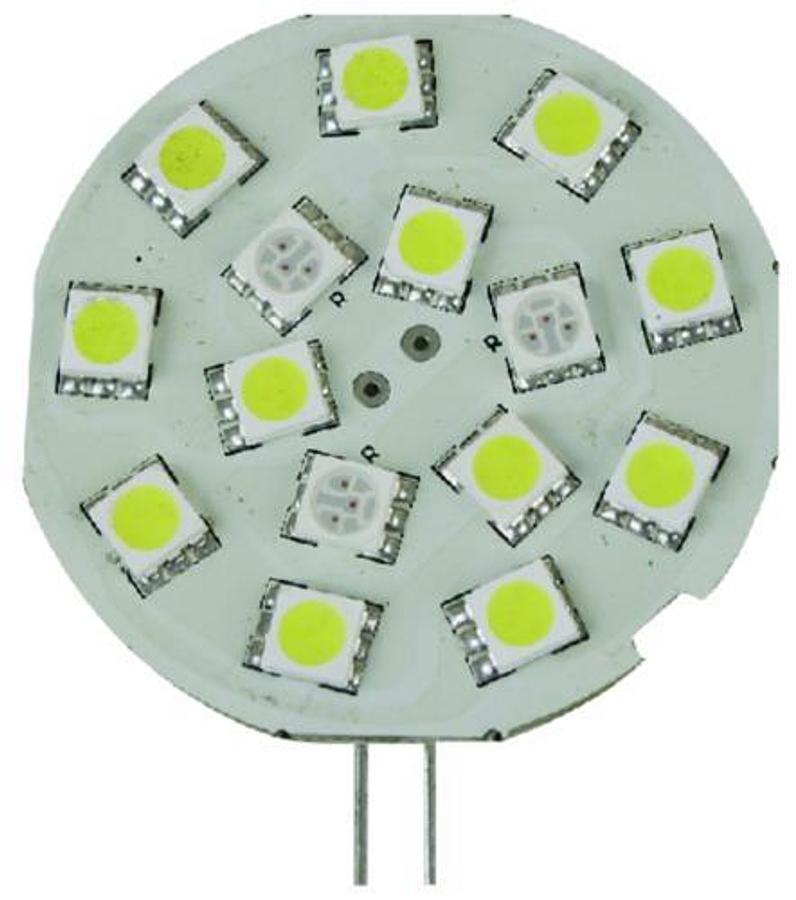 G4 Wafer Side-Pin Dual Color LED Bulb - 12/3 LEDs - Cool White/Red - 2.88W