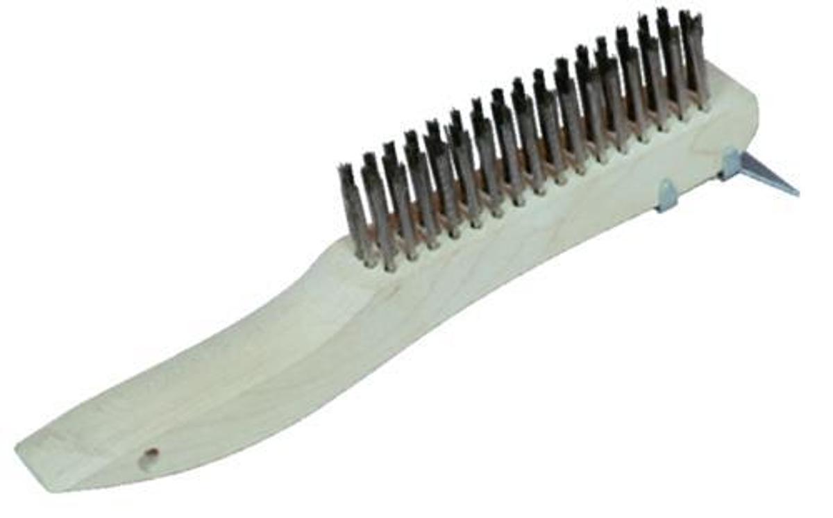 Stainless Steel Bristle Utility Brush with Scraper