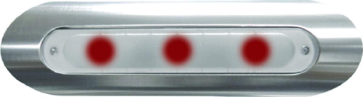 LED Anodized Aluminum Housing Pipe Mount 3 LED Deck Light - 12/24V - 5 1/8in. L x 1 3/8in. H - Red