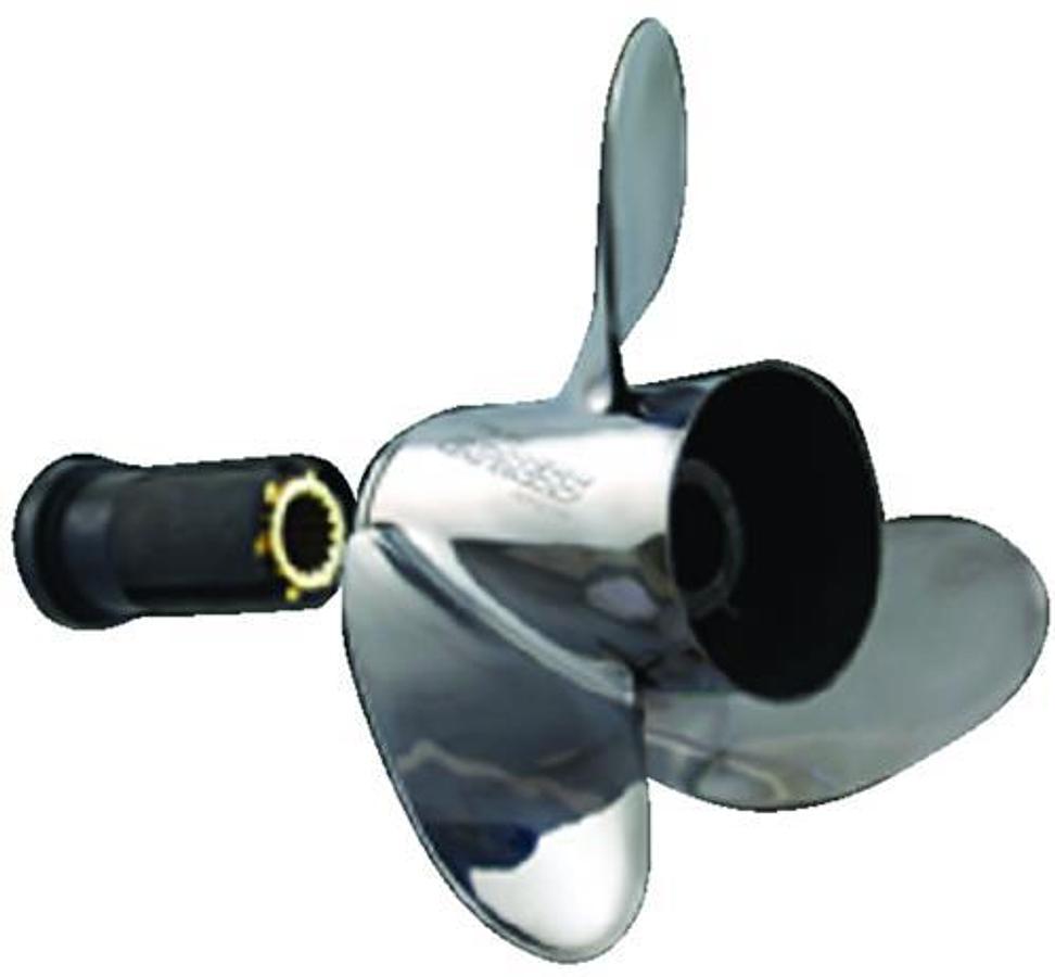 3-Blade Stainless Propeller w/9.9-35 HP 3in. Gearcase for Express - 10-1/8in. x 11