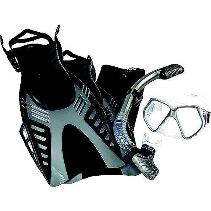 Dyna 5 Piece Snorkeling Set - Silver/Black - Sm/Md