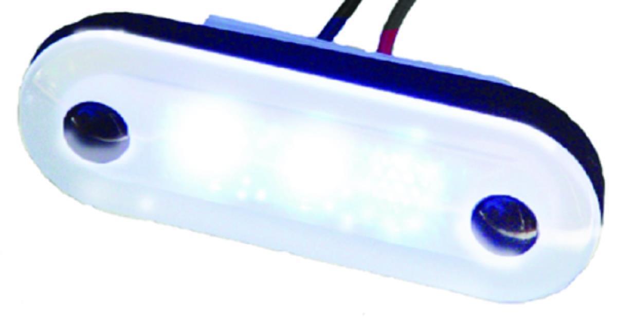Santiago 3 LED Oval Accent Courtesy Light - White Plastic Cover - Blue