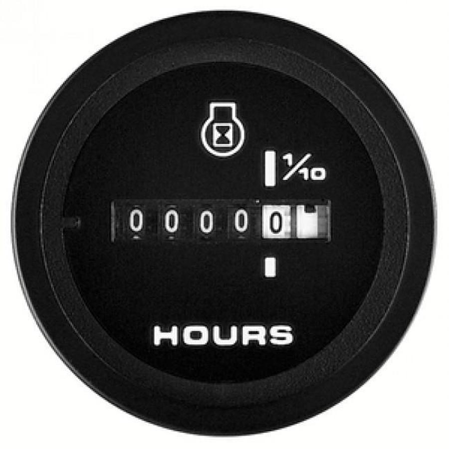 Premier Pro Black 2in. Domed Hour Meter - 10,000 Hrs