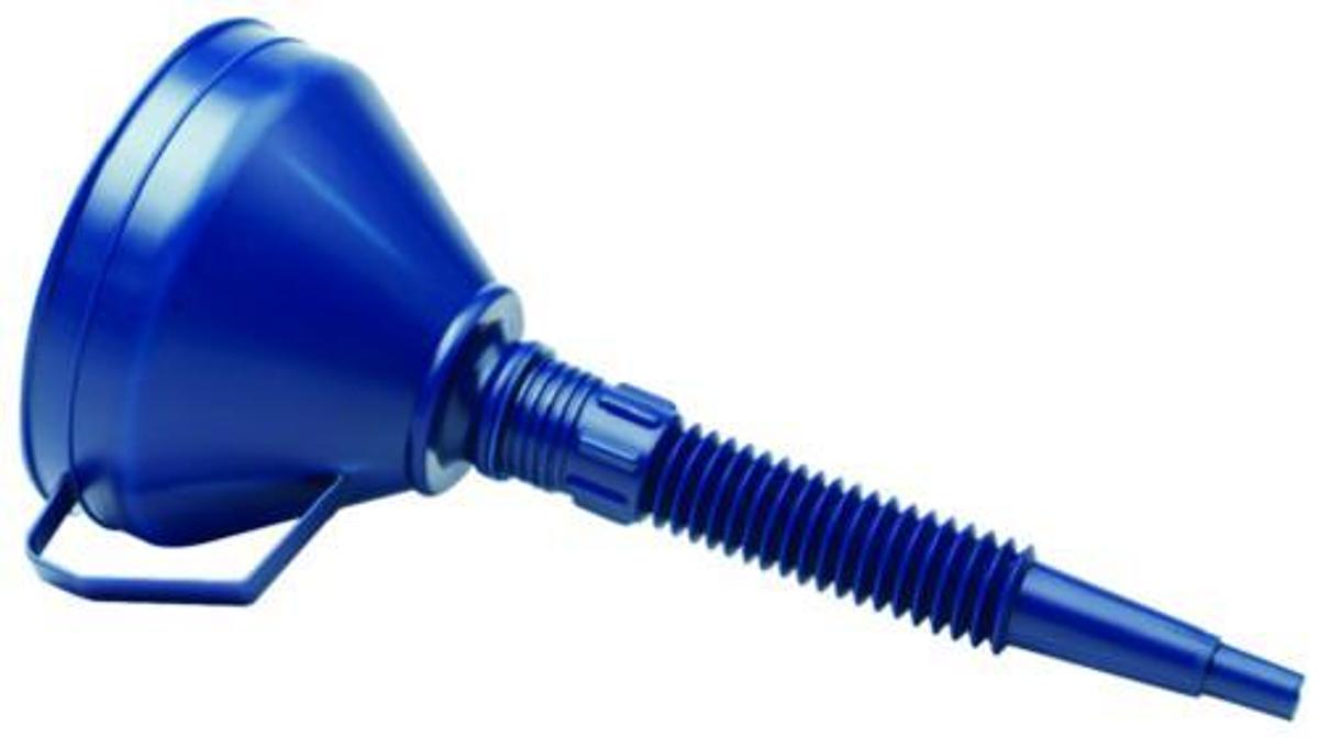 Long Flexible Funnel w/ Stainless Steel Strainer - Blue