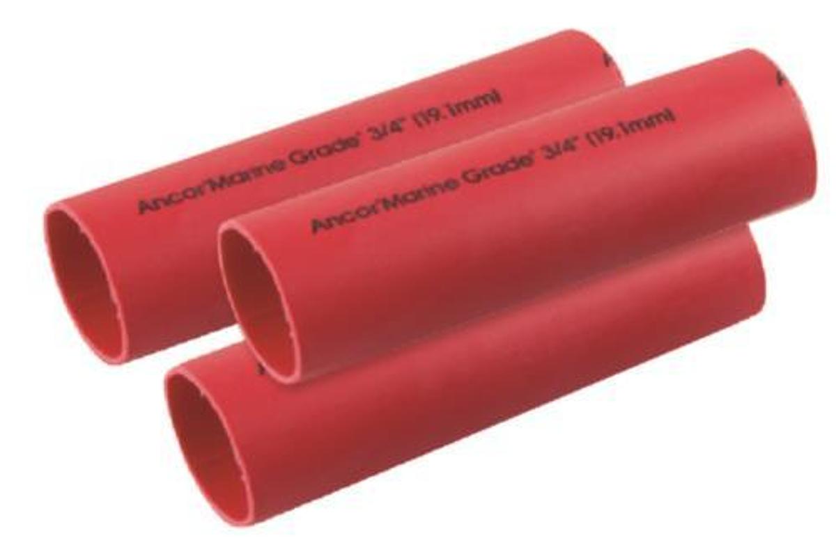 Marine Grade Heat Shrink Heavy Wall Battery Cable Tube For 2-4/0 - 1in. x 3in. - 2/Pack - Red