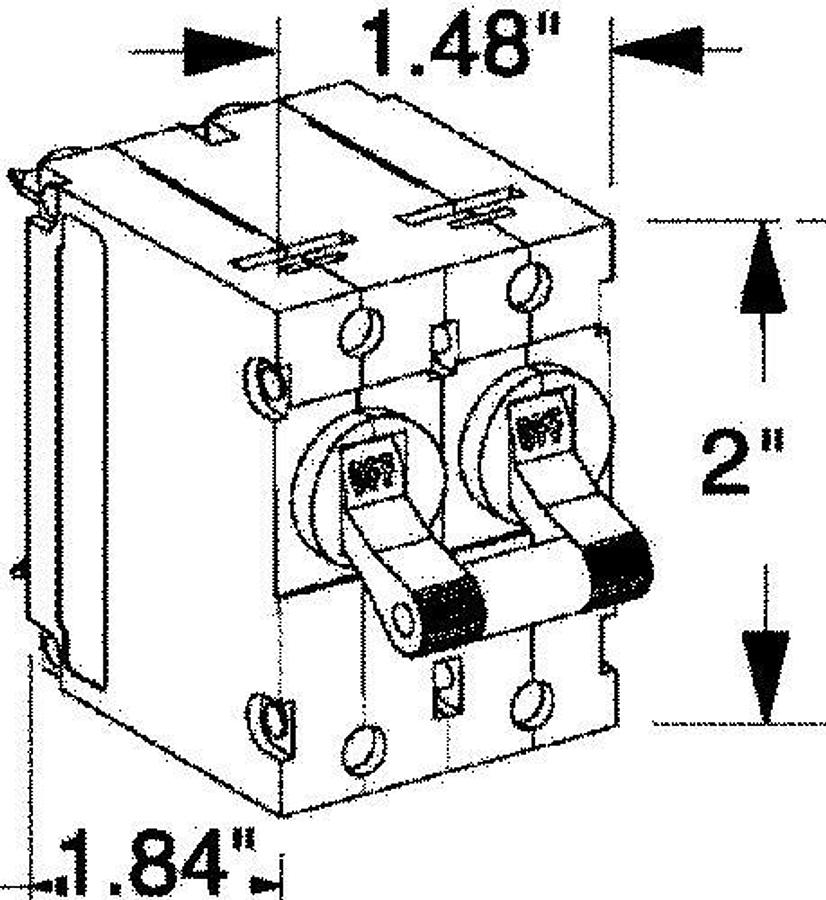 Magnetic Double Pole AC Circuit Breaker - 30 Amps - White