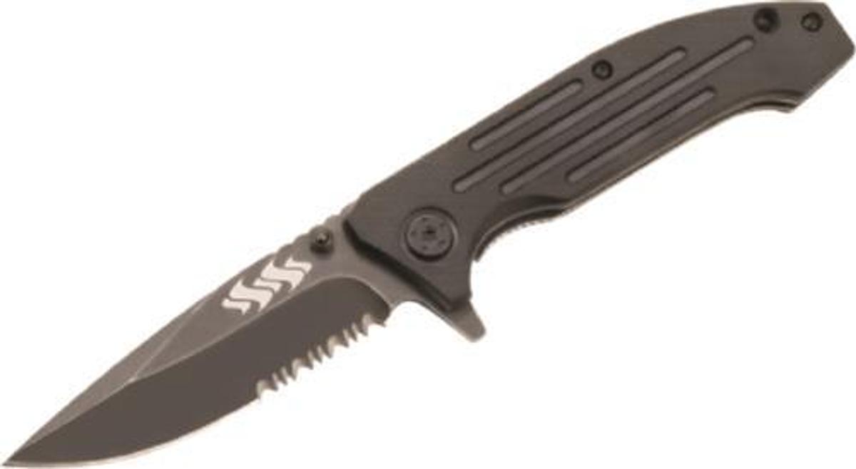 Spring Assisted Folding Knife with Serrated Edge - 4.5in.
