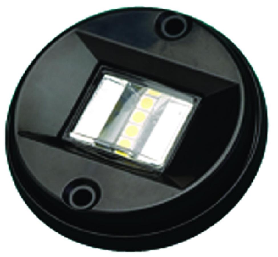 Stainless LED Round Transom Light - 3 3/16in. x 1 3/8in. x 5/16in. x 2 1/2in. - Black Finish