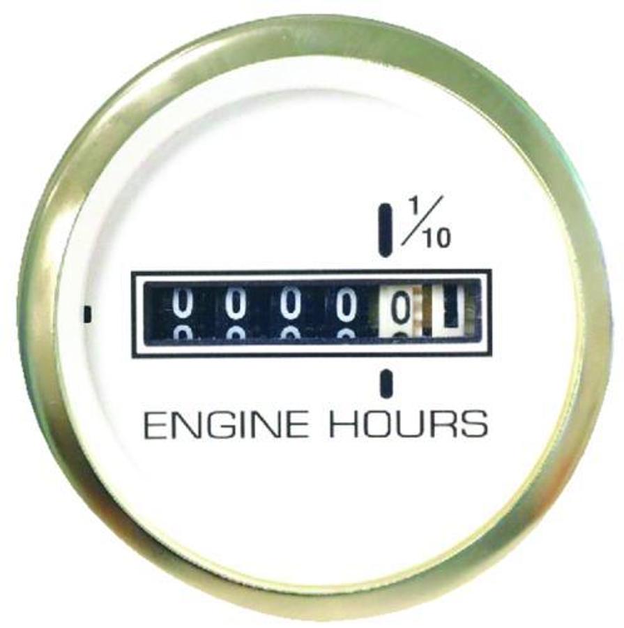 Premier Pro White 2in. Domed Hour Meter - 10,000 Hrs - 12-24V