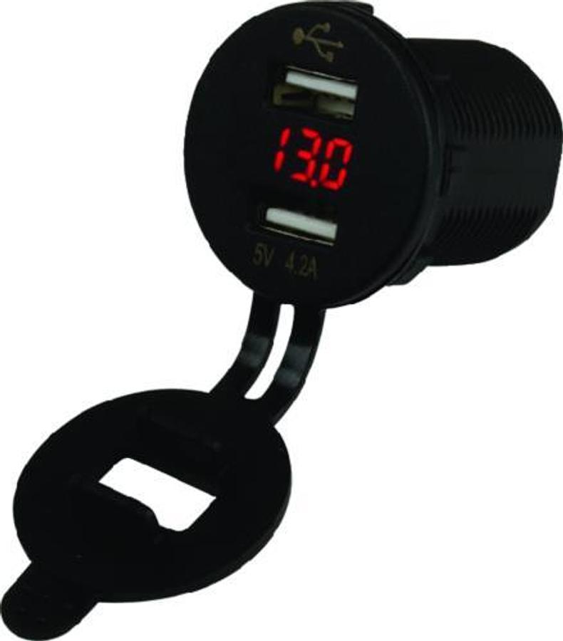 Double USB Socket/Voltmeter with Hidden Display