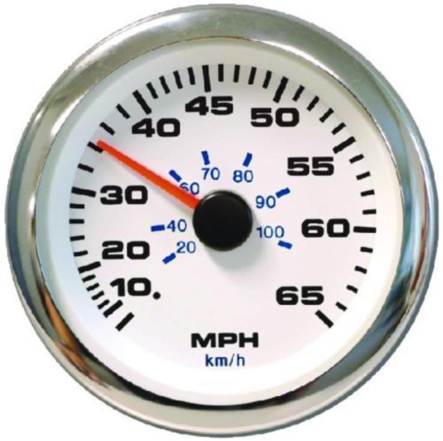 Premier Pro White 3in. Domed Speedometer Kit - 10-65 MPH
