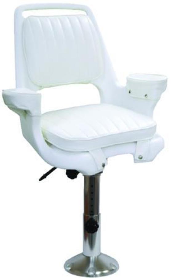 Captains Chair Package with Cushions, Fore and Aft Slide, Spider, and 12in.-18in. Pedestal - White
