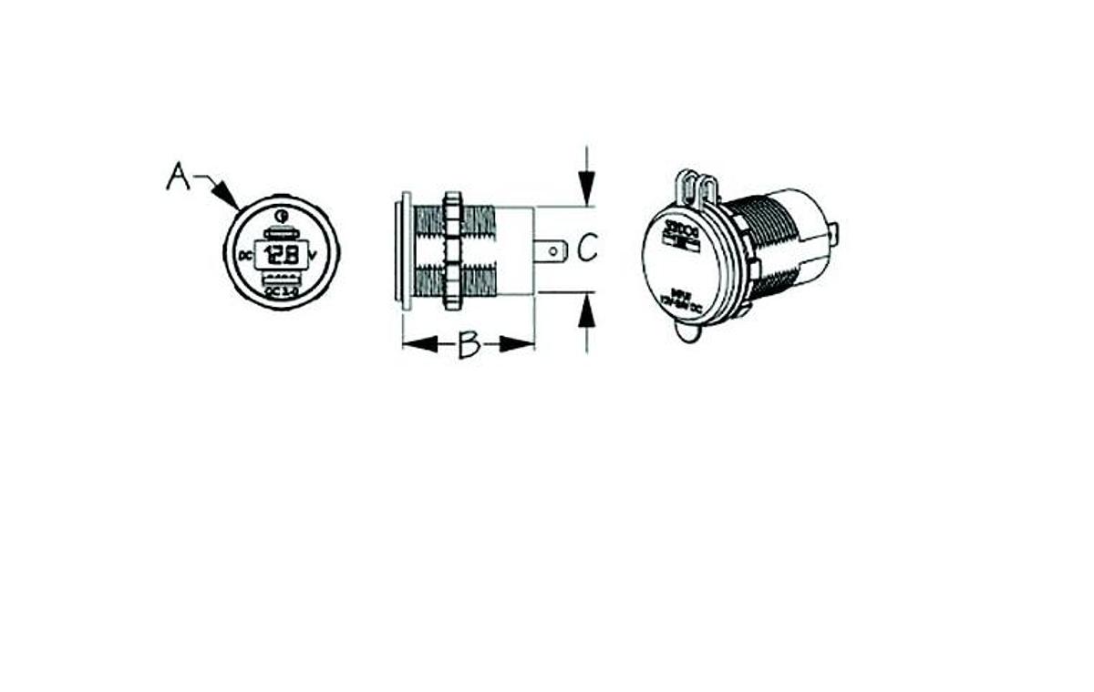USB 3.0 and USB-C Power Socket with Voltmeter