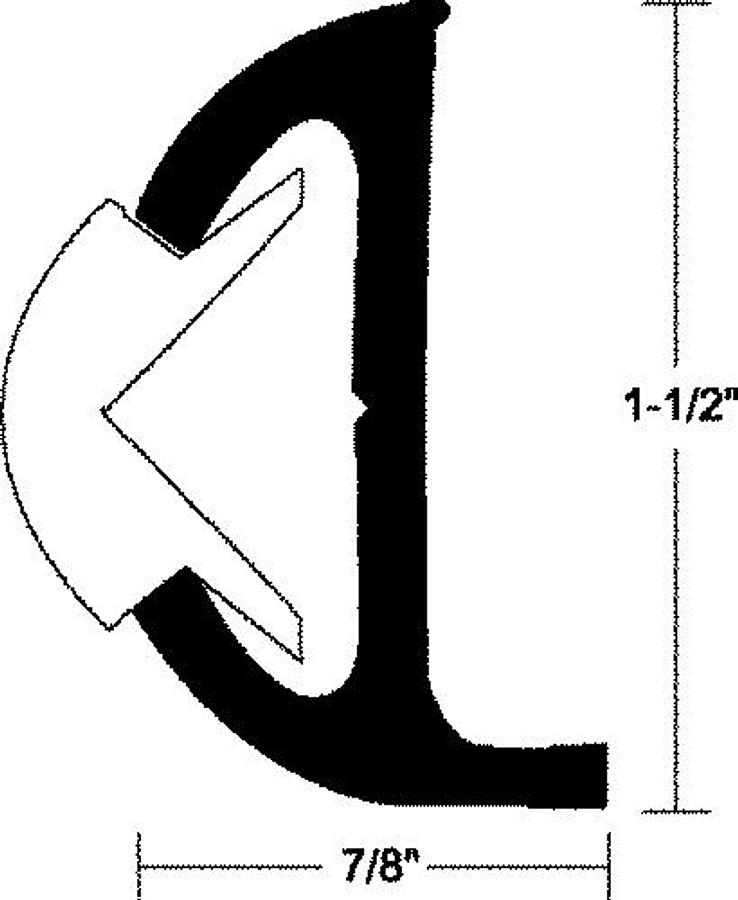 Rigid Vinyl Rub Rail - 1-1/2in.H x 7/8in.W x 20ft.L. - White