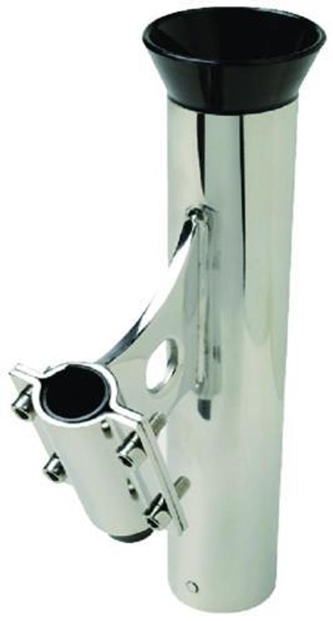 Stainless Steel Clamp-On Vertical Mount Rod Holder - 9in. L x 1-3/4in. ID