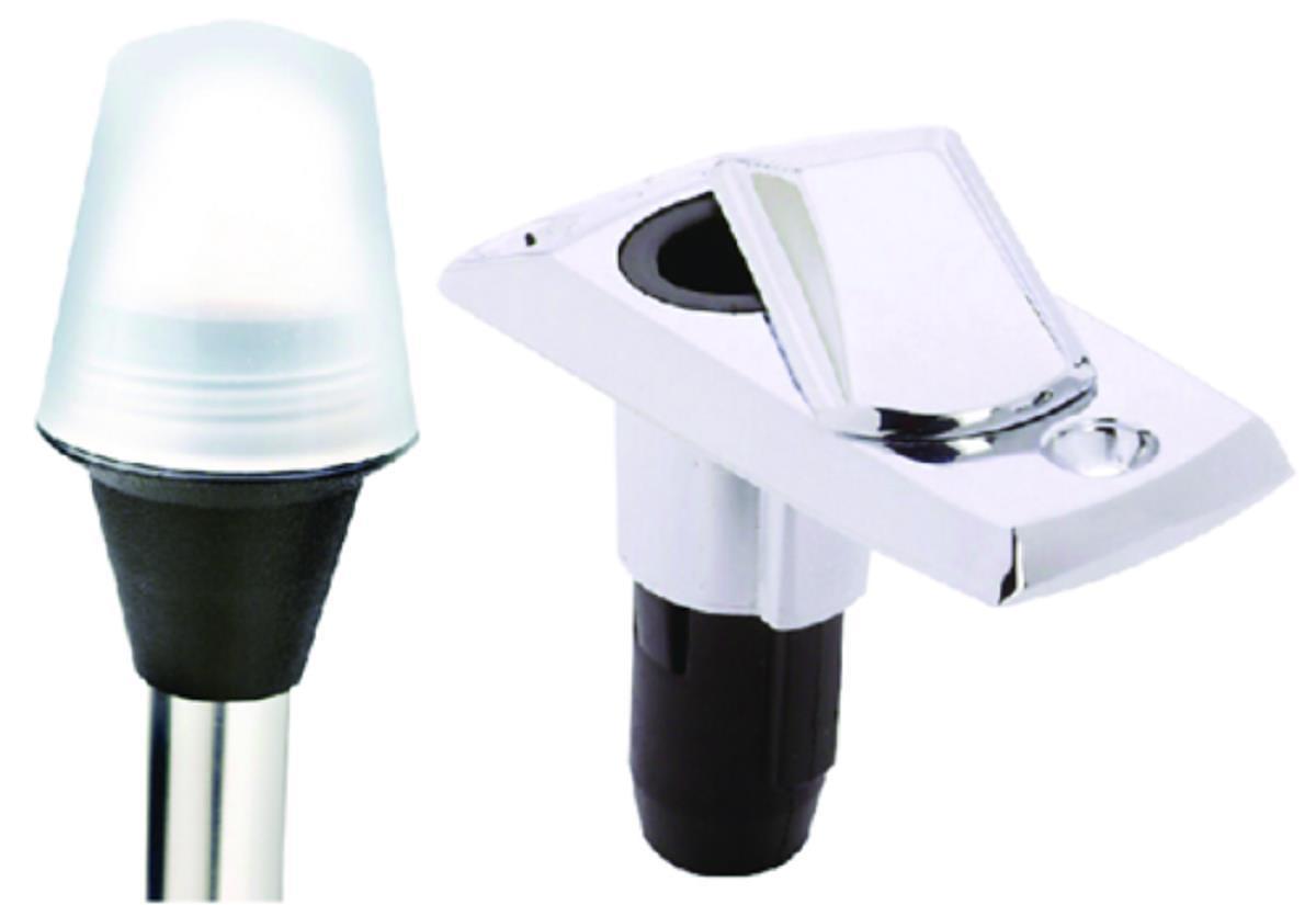 All-Round White Light with Stow-A-Way Base - 3/4in. Anodized Aluminum Tubing - 24in. H