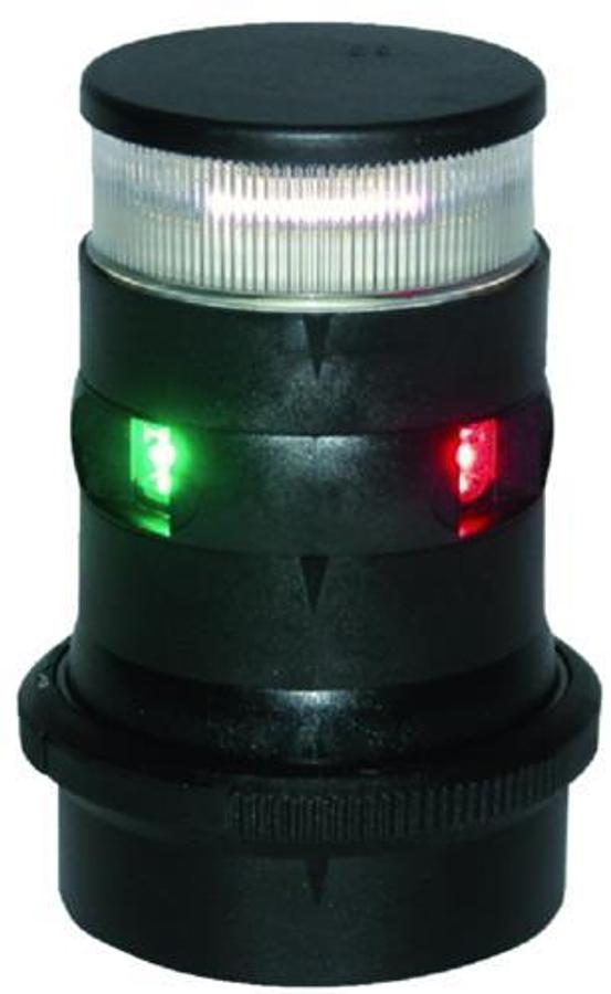 Series 34 LED Tri-Color Masthead/Anchor Light - 12/24V - Black Housing - Green/Red/White Lens