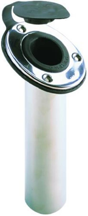 Stainless Steel Angled Flush Mount Rod Holder - Flange Size: 4-1/8in. L x 3-3/8in. W