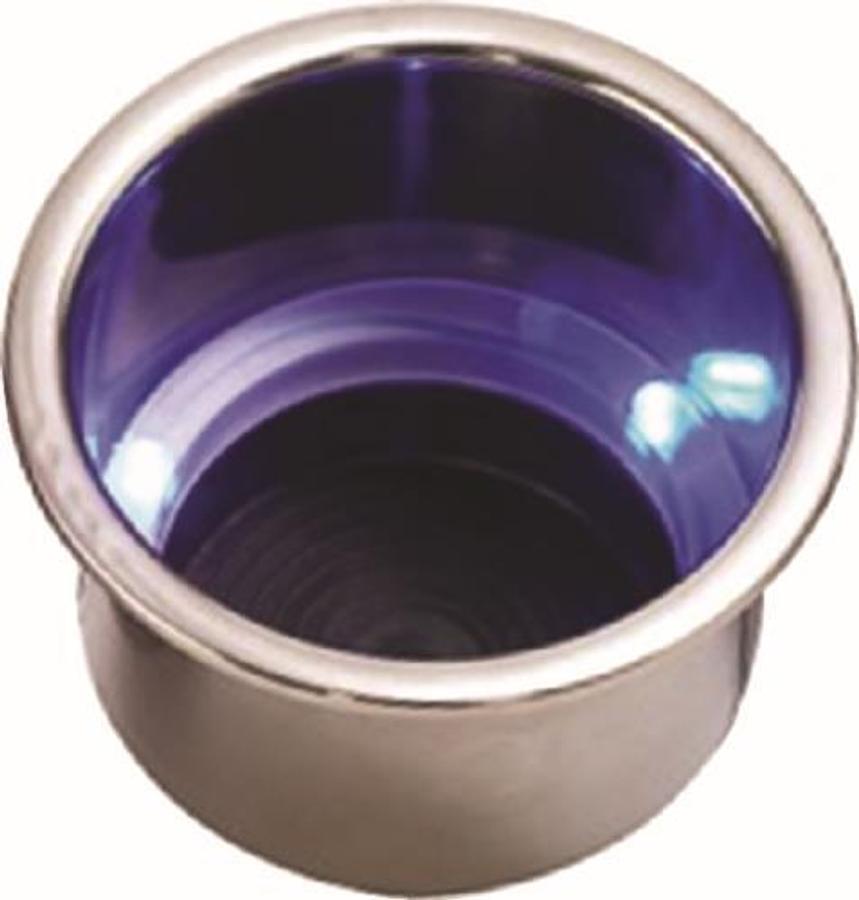 LED Flush Mount Combo Drink Holder with Drain Fitting - 4-3/8in. x 3-3/16in. - Blue