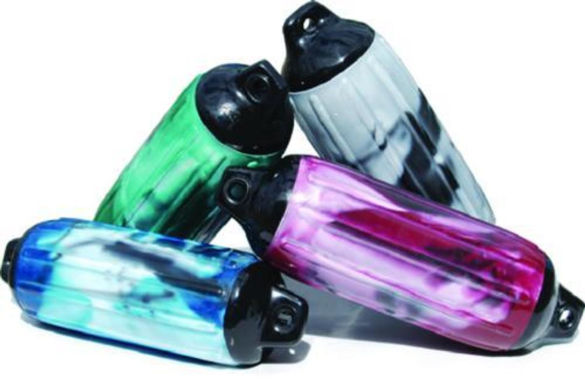 Super Gard Swirl Inflatable Vinyl Fender - 6 1/2in. x 22in. - Green Swirl