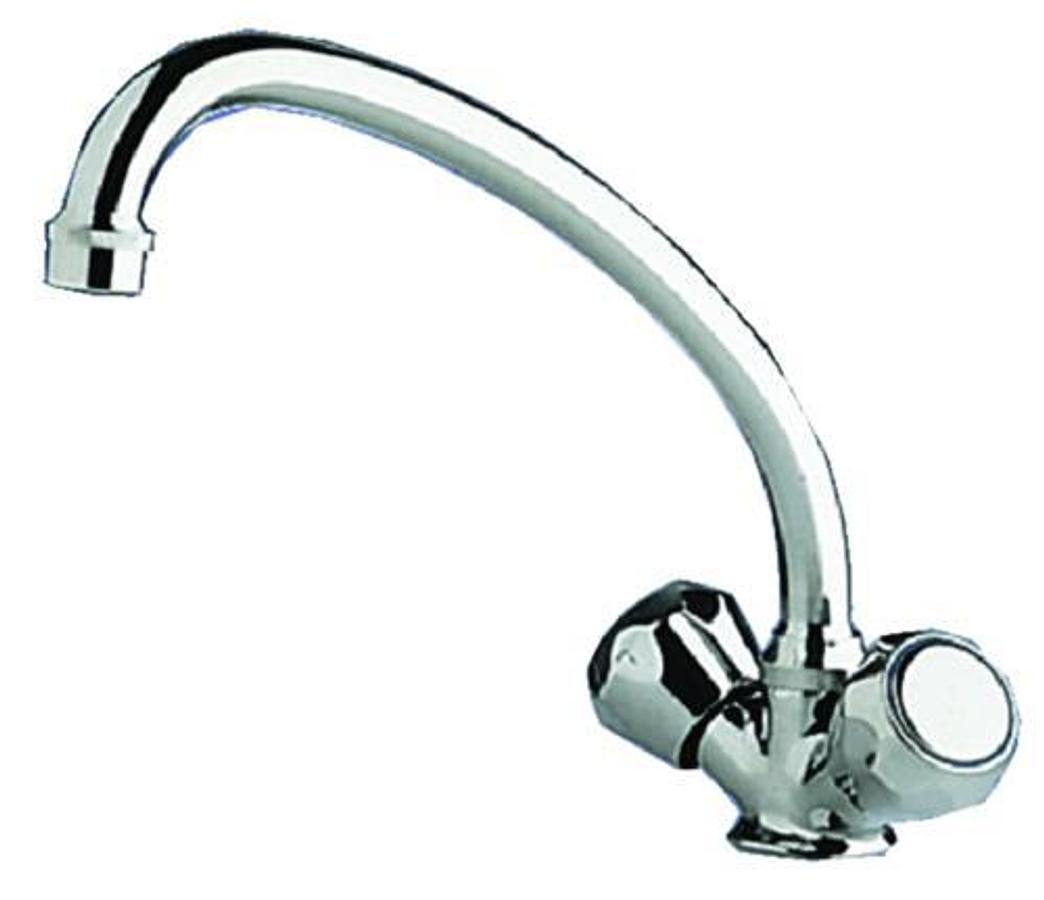 Chrome Plated Brass Galley Mixer with High-Reach Swivel Spout and Standard Knob
