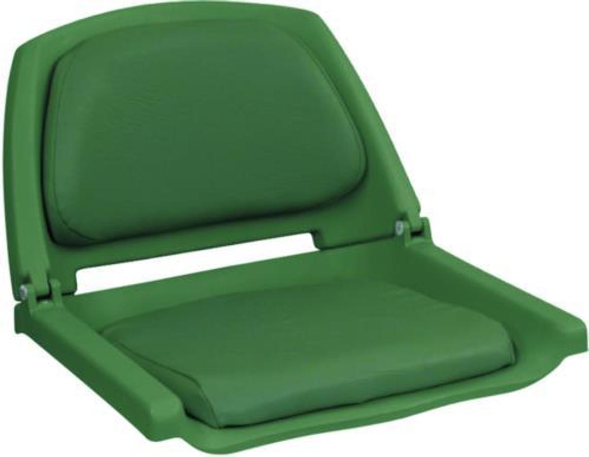 Deluxe Molded Plastic Fold-Down Seat with Cushions - Green Shell - Green