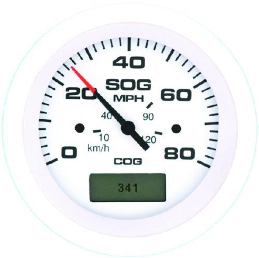 Arctic White 3in. Domed GPS Speedometer - 80 MPH