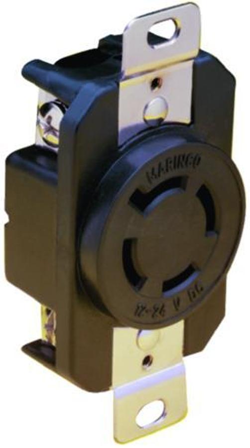 Marinco 4-Wire 12/24V Locking Charging/Trolling System Receptacle - Black