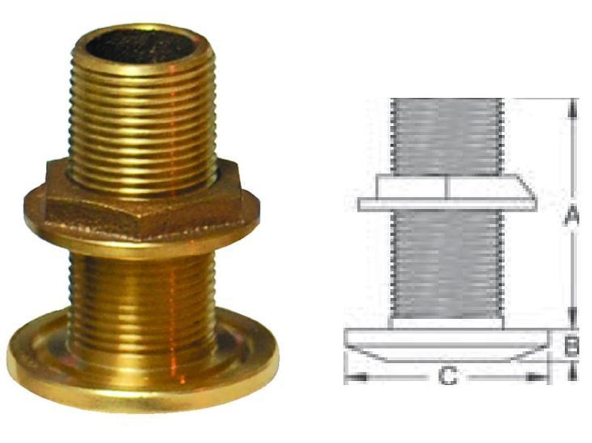 NPS Threaded Bronze Thru-Hull Fitting - 1-1/4in. Thread
