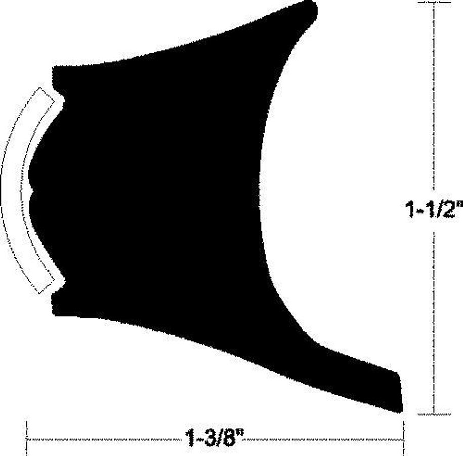 Rigid Rubrail - 1 1/2in. x 1 3/8in. x 20ft. - White