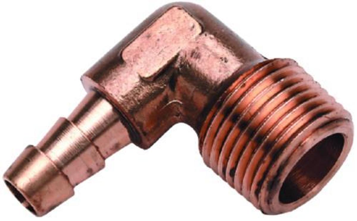 90 Degree Brass Fuel Elbow for 3/8in. Hose - 1/4in. NPT Thread