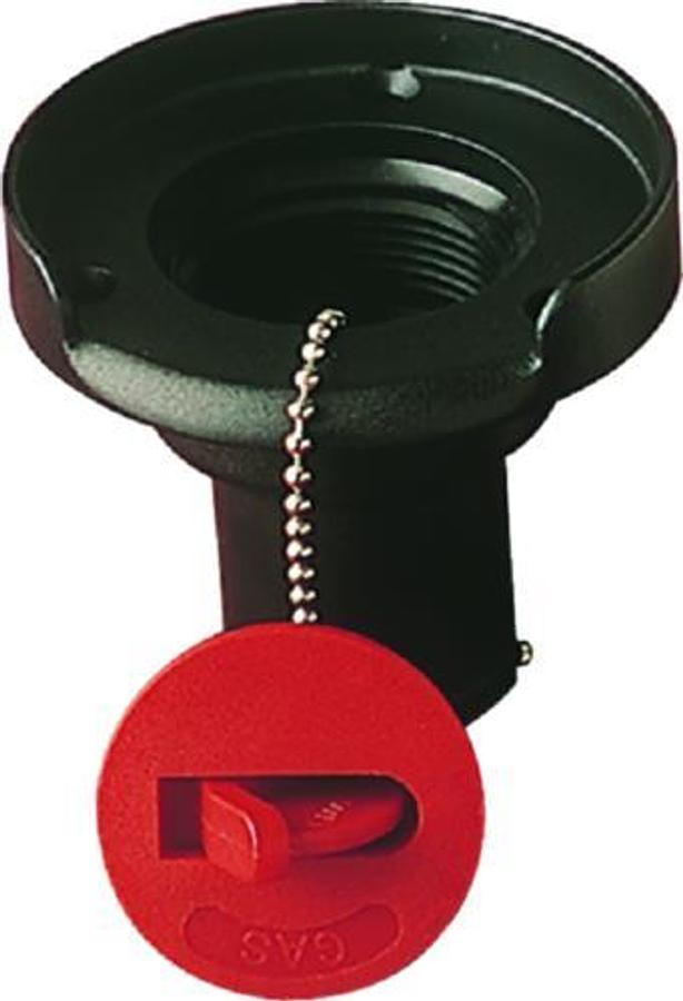 Hose Deck Fill with Keyless Cap & Splash Guard Body - 1-1/2in. Hose - 2-3/4in. Flange - Black